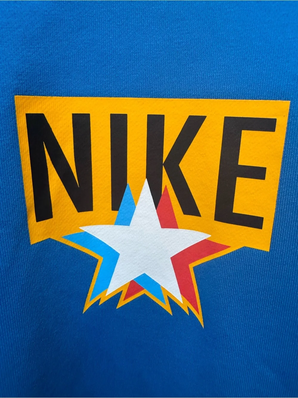 Nike Blue Crewneck Sweatshirt with Multicolor Star Logo